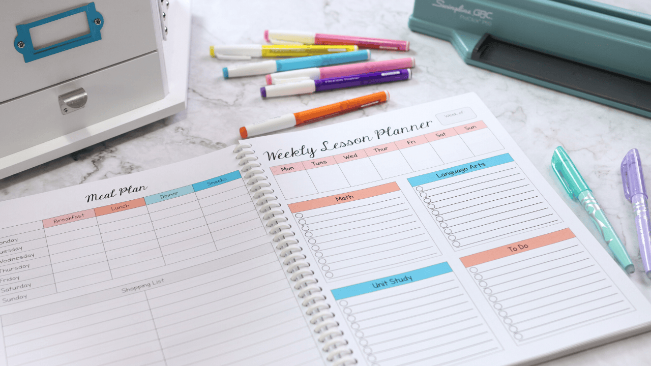 What I look for in a homeschool planner and how my setup helps me keep track of and work towards meeting our goals for the homeschool year.