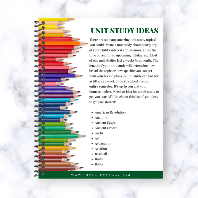Unit Study Page Guide to Homeschool Unit Studies - The Waldock Way