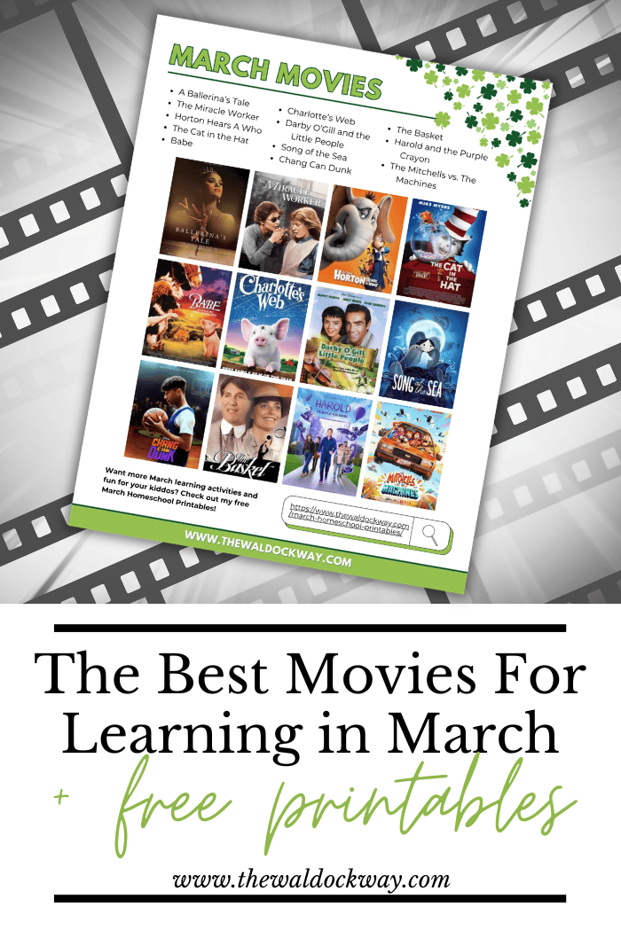 Discover the best March homeschool movies for Women’s History Month, Dr. Seuss Day, St. Patrick’s Day, March Madness, and Crayon Day. This family-friendly list turns movie days into meaningful learning experiences filled with history, culture, creativity, and connection.