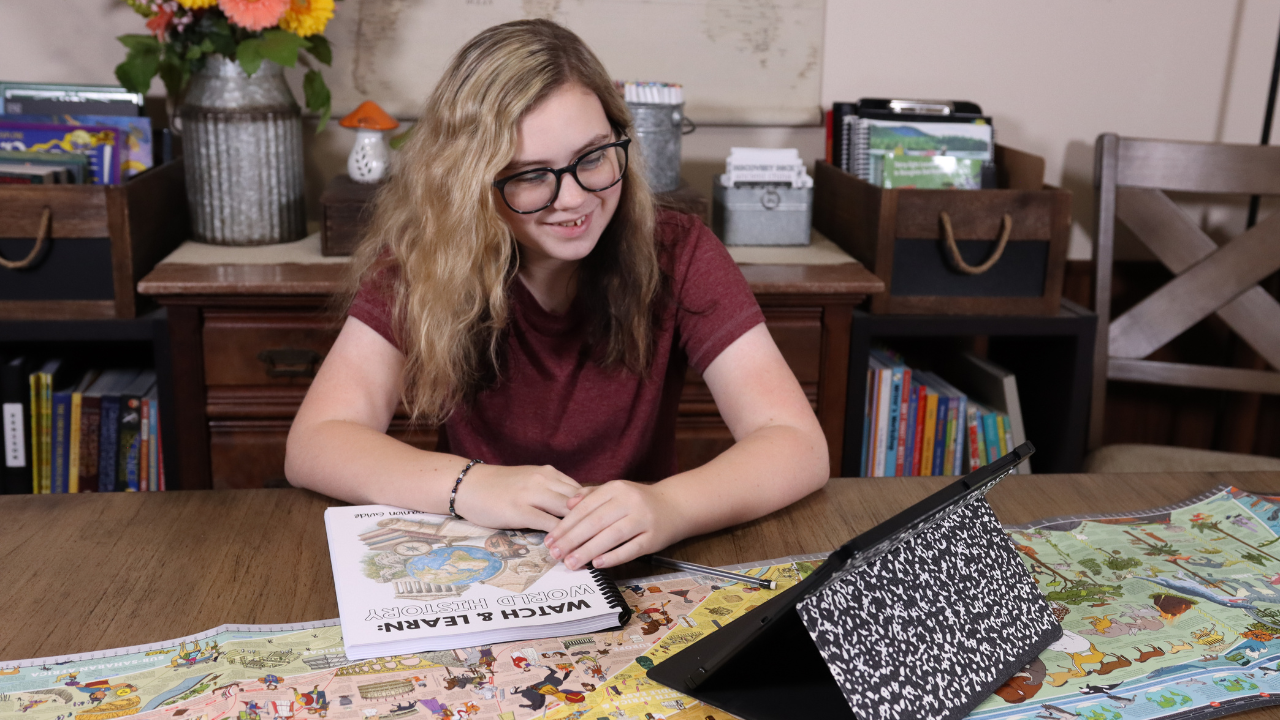 Discover Watch and Learn homeschool unit studies for middle and high school students. Explore engaging, video-based lessons in biology, chemistry, U.S. history, world history, film, and games designed to make interest-led learning flexible and easy.