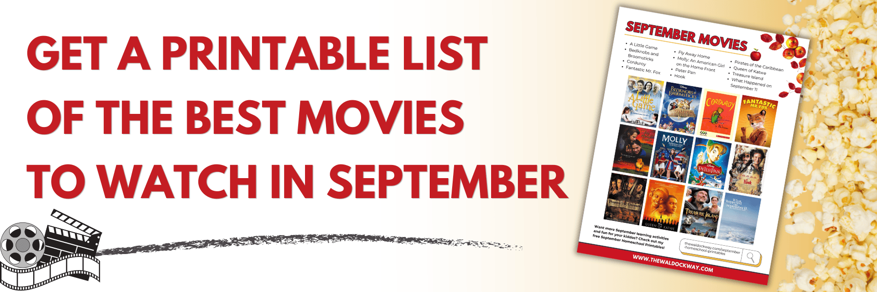 Discover the best September movies for homeschool families, with films for American Chess Day, VJ Day, Teddy Bear Day, Talk Like a Pirate Day, September 11, and fall learning. Turn movie days into easy, meaningful homeschool lessons filled with connection.